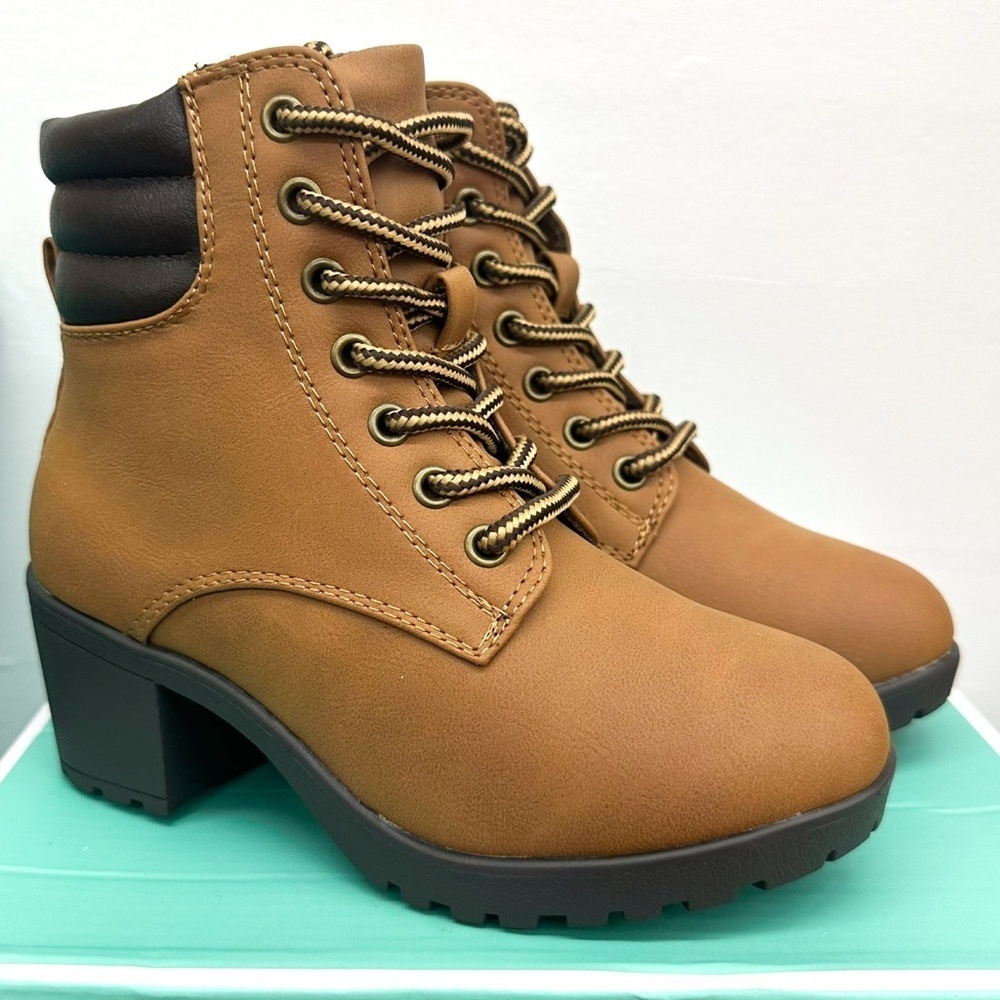 GIRLS Tan Faux Leather Ankle Boots